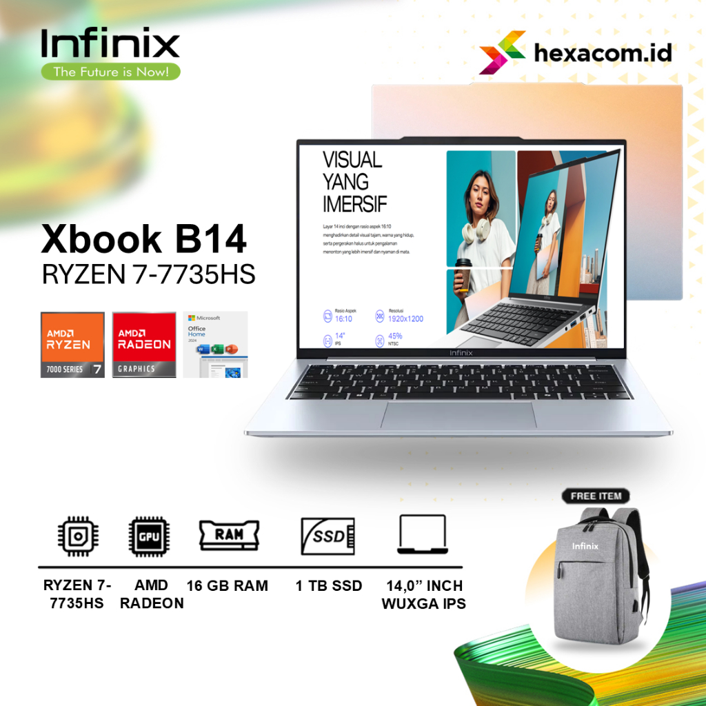 Jual Infinix XBOOK B14 Ryzen 7 7735HS 16GB 1TB SSD 14 inch WUXGA IPS ...