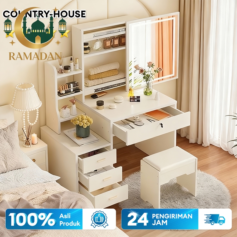 Jual COUNTRY-HOUSE Meja Rias Aesthetic Set Kursi Meja Rias Led Meja ...