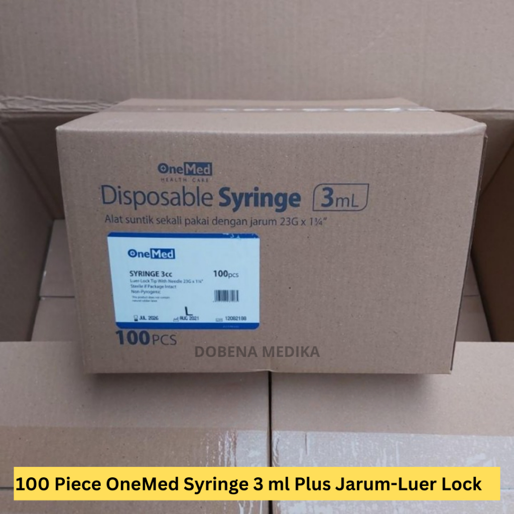 Jual OneMed Syringe 3 ml Plus Jarum-Luer Lock isi 100 / Spuit 3 cc 3ml ...