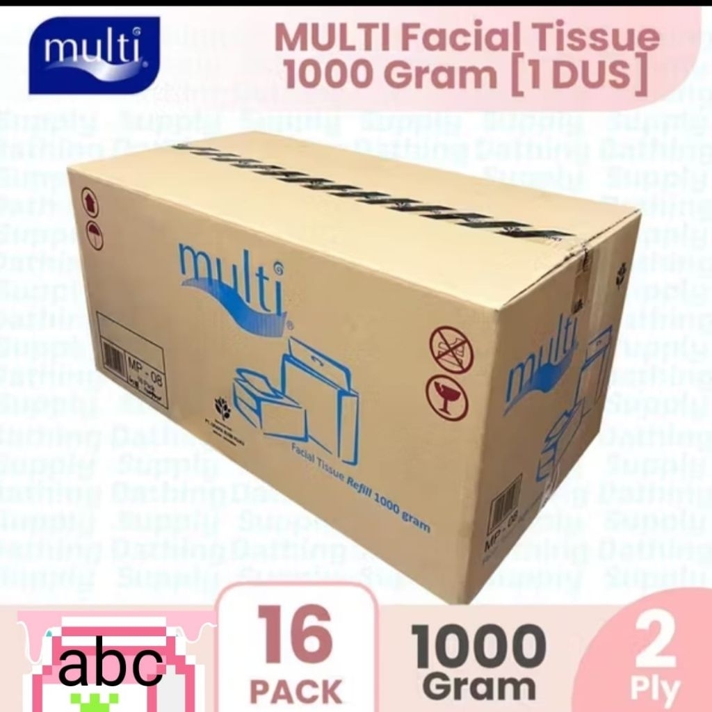Jual 1 Dus (16Pack)Tissue Multi 1000 Gram / 1 Kg 2ply Jumbo Size Kiloan ...