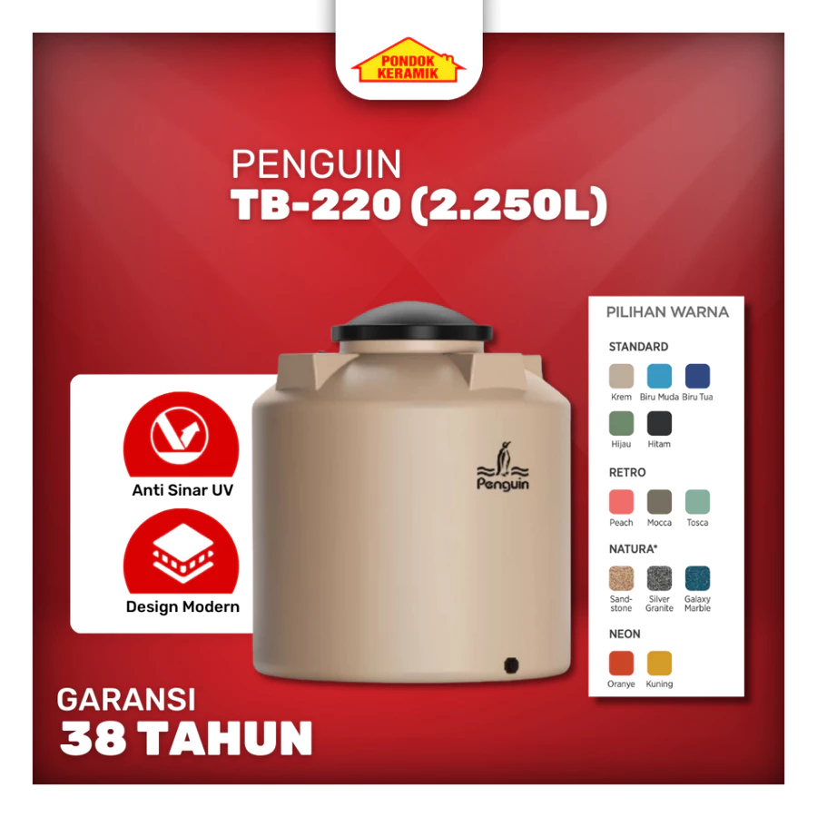 Penguin Tangki Air TB 220 Kapasitas 2250 Liter General Tank Berbagai Warna