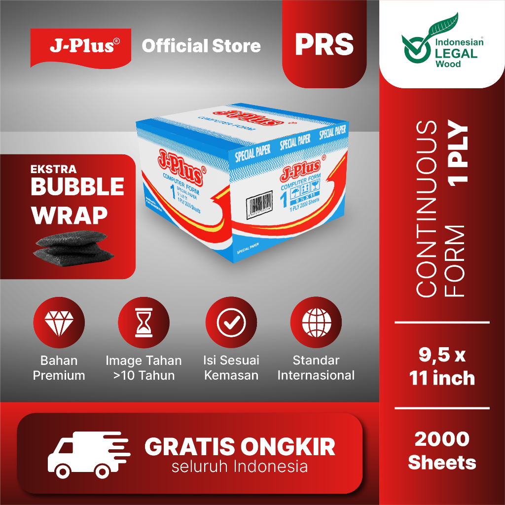 Jual J-Plus Continuous Form 1 Ply 9,5 x 11 : 2 HVS PRS 1 Lembar Bagi 2 ...
