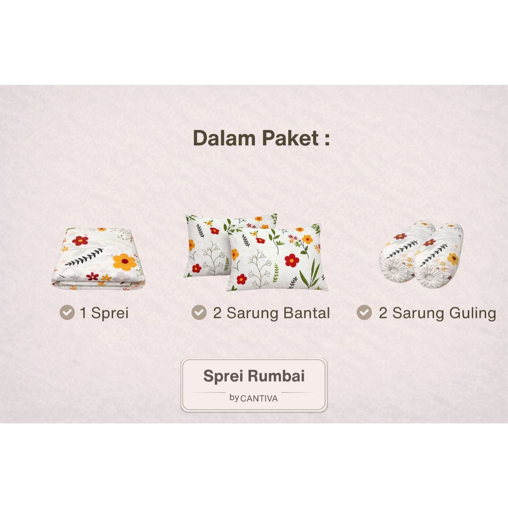 Sprei Rumbai Premium Ukuran 180x200 & 160x200 / Seprai Rempel 2 Sarung Bantal Gu - foto 4