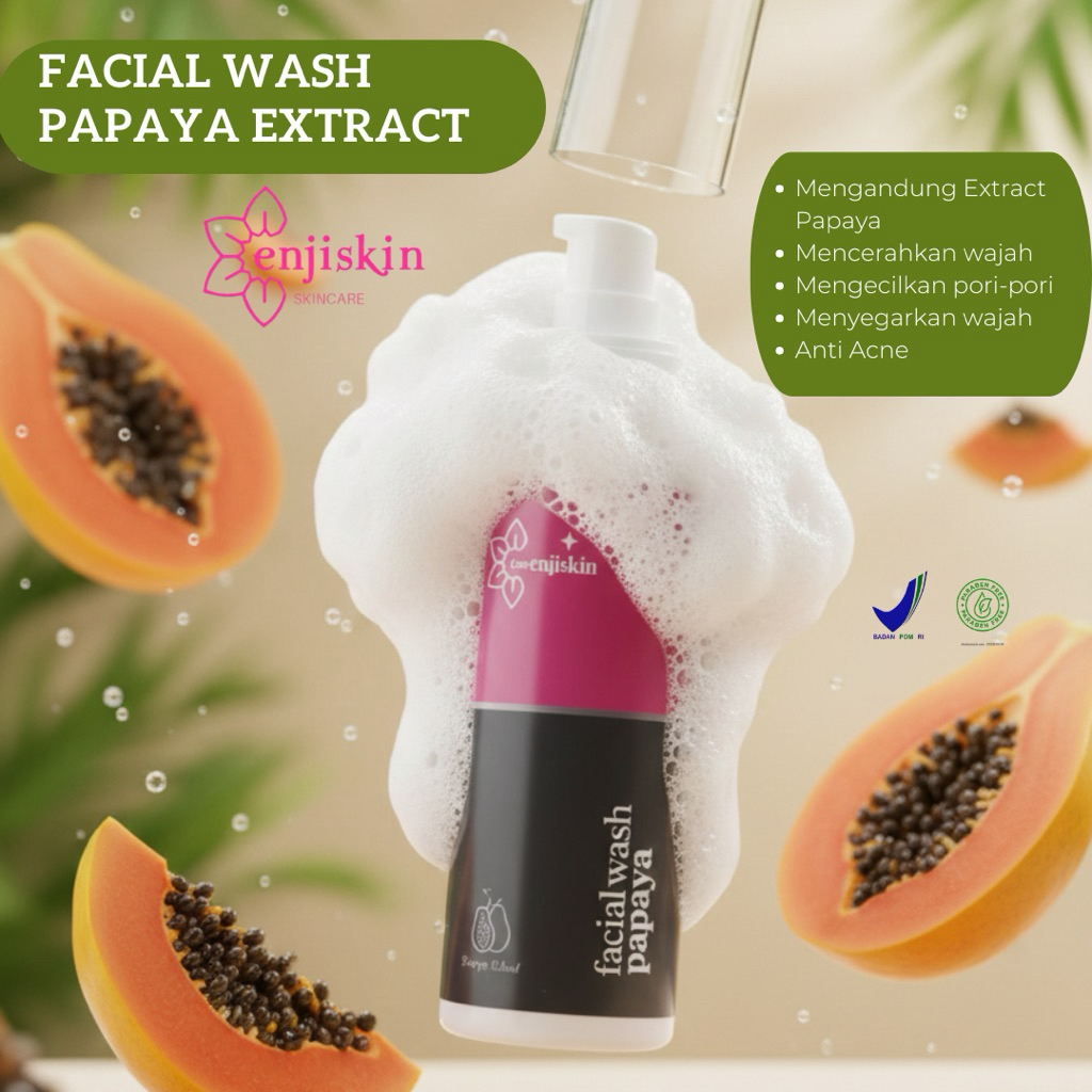 ENJISKIN FACIAL WASH SABUN WAJAH/SABUN PAPAYA/SABUN PEMUTIH WAJAH BPOM/ FACIAL FOAM PAPAYA UNTUK JERAWAT "Enjiskin"