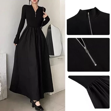 Keygirl Dress Smocked Premium Busana Muslim Brukat Lebaran Umroh Dress Maxi Turtleneck Polos
