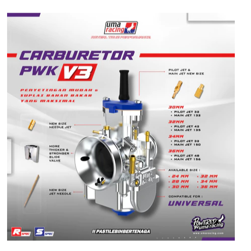 Jual Karburator PWK UMA RACING v3 24 28 30 32 34 36 mm | Shopee Indonesia