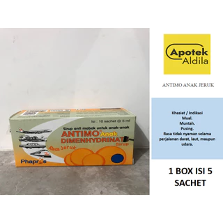 ANTIMO ANAK RASA JERUK ISI 5 SACHET 5 ML UNTUK MABUK PERJALANAN, MUAL, MUNTAH
