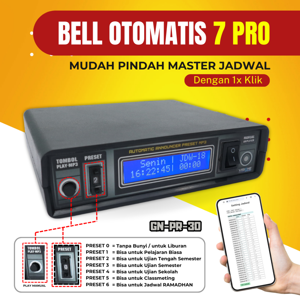 Jual Bel Sekolah Otomatis Bel Pabrik Bel Kantor Pabrik Suara Baru Timer ...