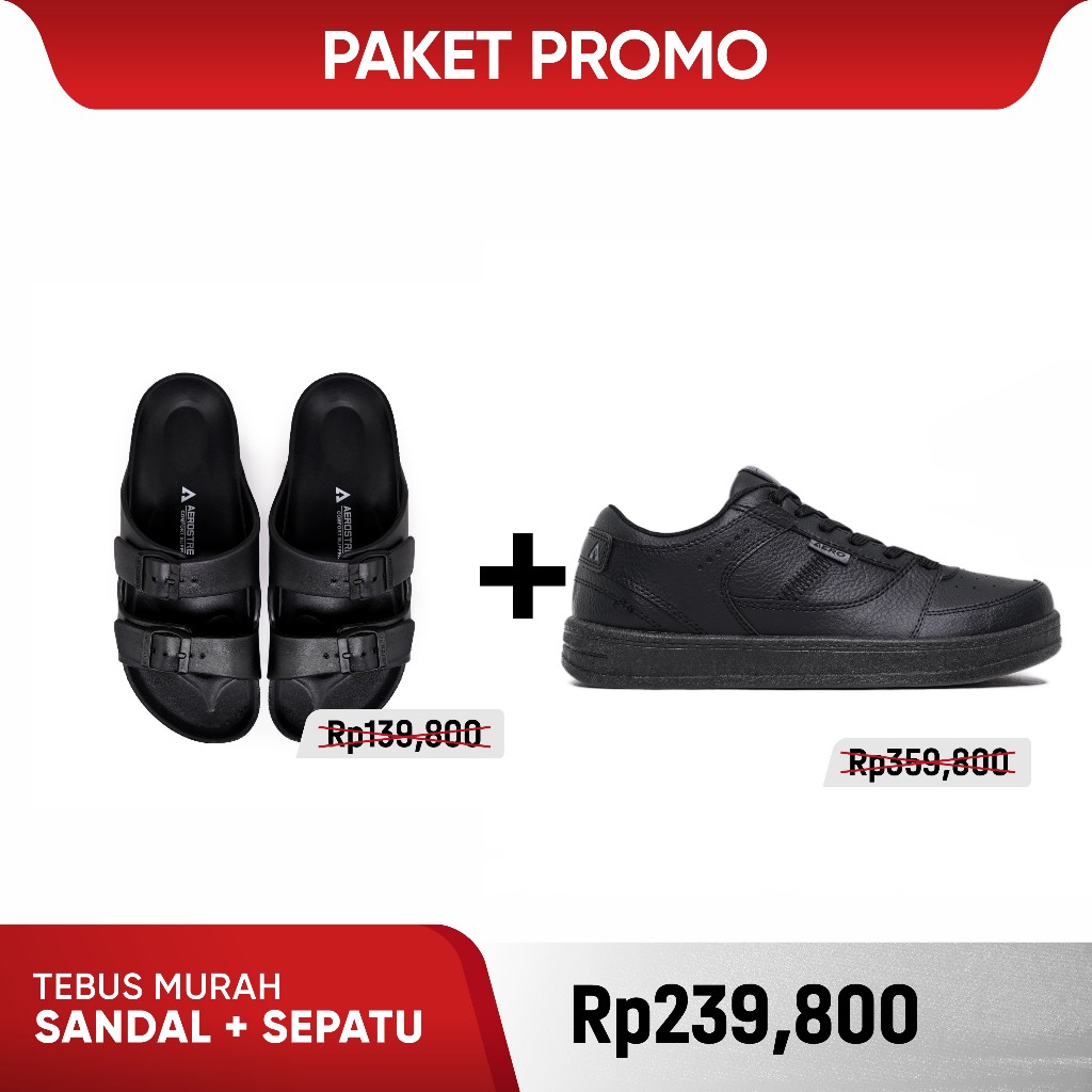 Jual BUNDLING RAMADHAN - Sandal Conifer Hitam + Sepatu Hoops Low 2.0 ...