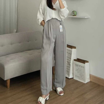 Loose Pants Trousers Celana Highwaist Anti Kusut Celana Kulot Wanita Celana Kantor Formal Wanita