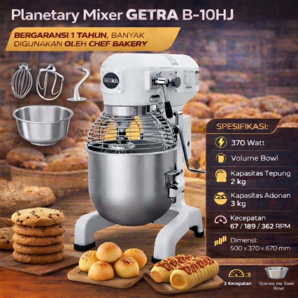 Jual Planetary mixer roti 10 liter / 3 kg GETRA B 10 hj | Shopee Indonesia