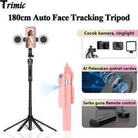 Trimic 180cm Pelacakan Wajah Otomatis Tongsis Selfie Stick Auto Face Tracking Empat Kaki Tripod