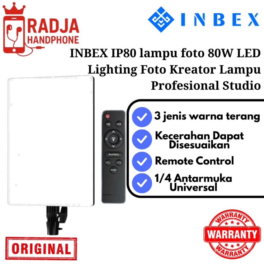Jual INBEX IP80 80WLampu panel LED Konten Kreator Perekaman Video ...