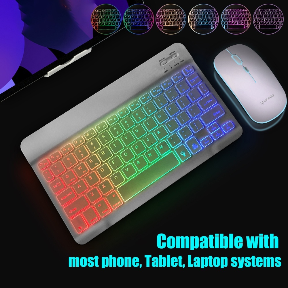 Jual 10 Inch Backlit Backlight Wireless Keyboard LED Colorful Bluetooth ...