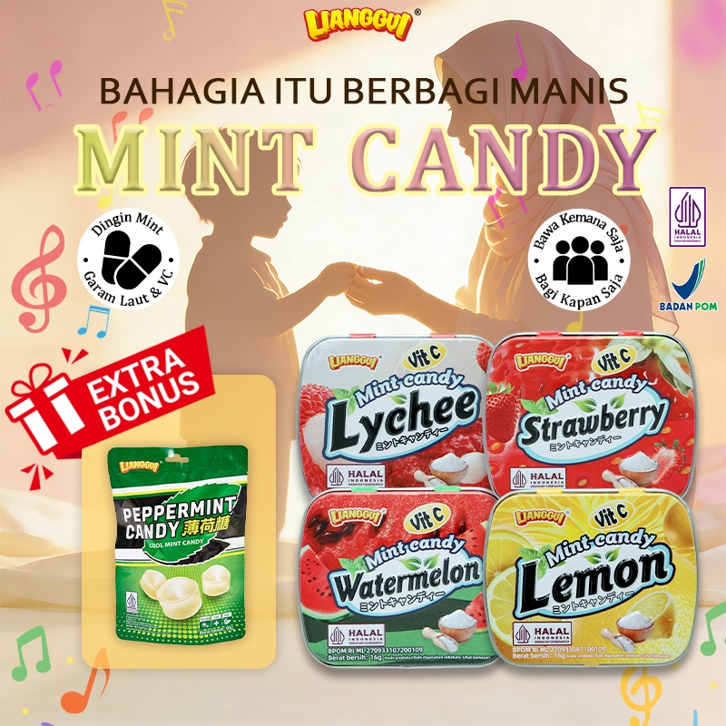 Jual LIANGGUI Permen Mint Bebas Gula Rasa Buah Mengandung Vit C dan Sea ...