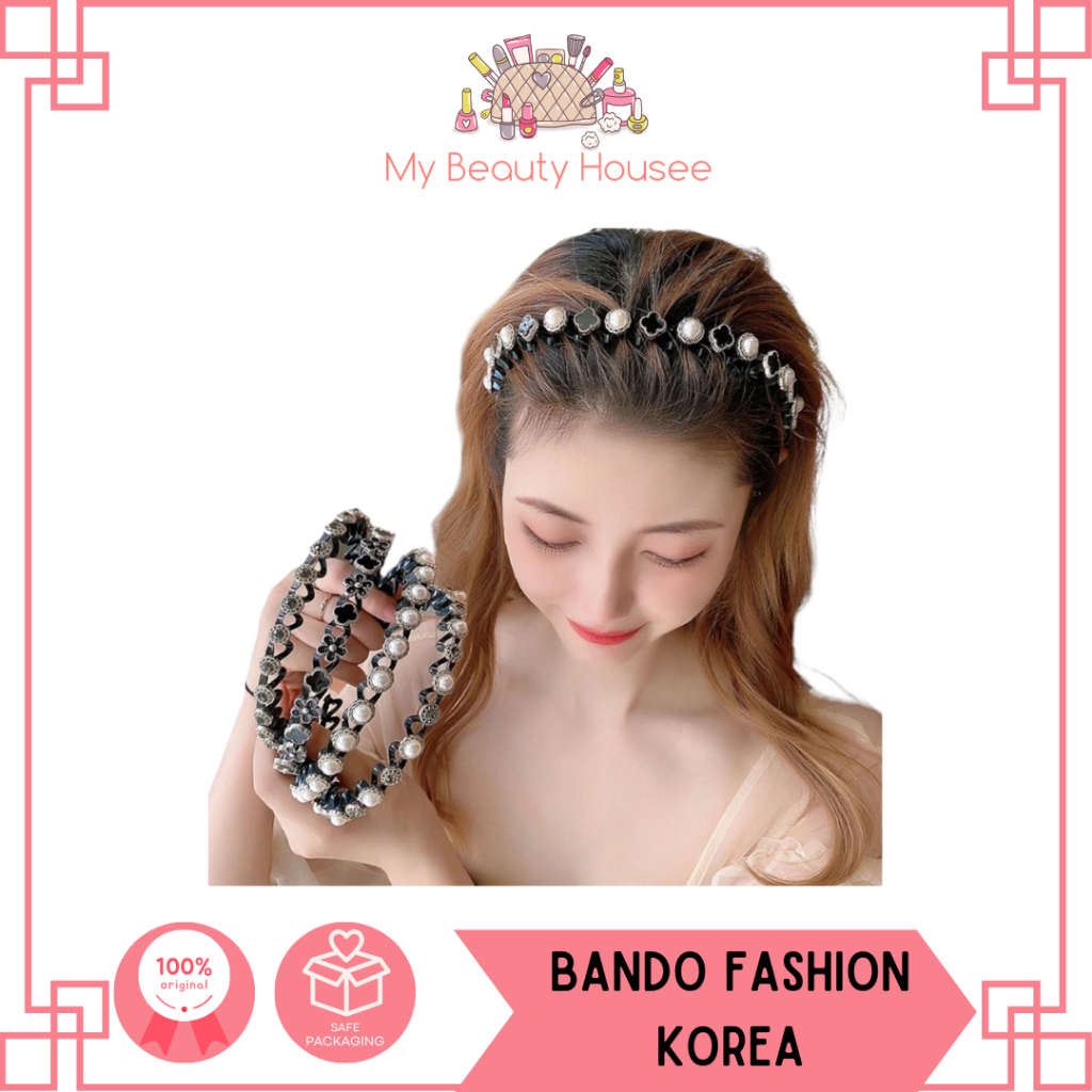 Jual BANDO RAMBUT FASHION KOREA MOTIF MUTIARA BUNGA CLOVER - BANDO ...