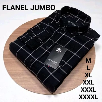 Kemeja Flanel 57 Abu M L XL XXL XXXL XXXXL Oversize Lengan Panjang