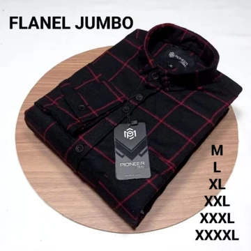 Kemeja Flanel 57 Abu M L XL XXL XXXL XXXXL Oversize Lengan Panjang