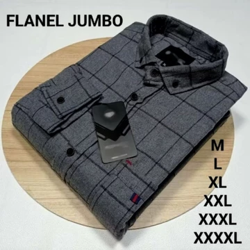 Kemeja Flanel 57 Abu M L XL XXL XXXL XXXXL Oversize Lengan Panjang
