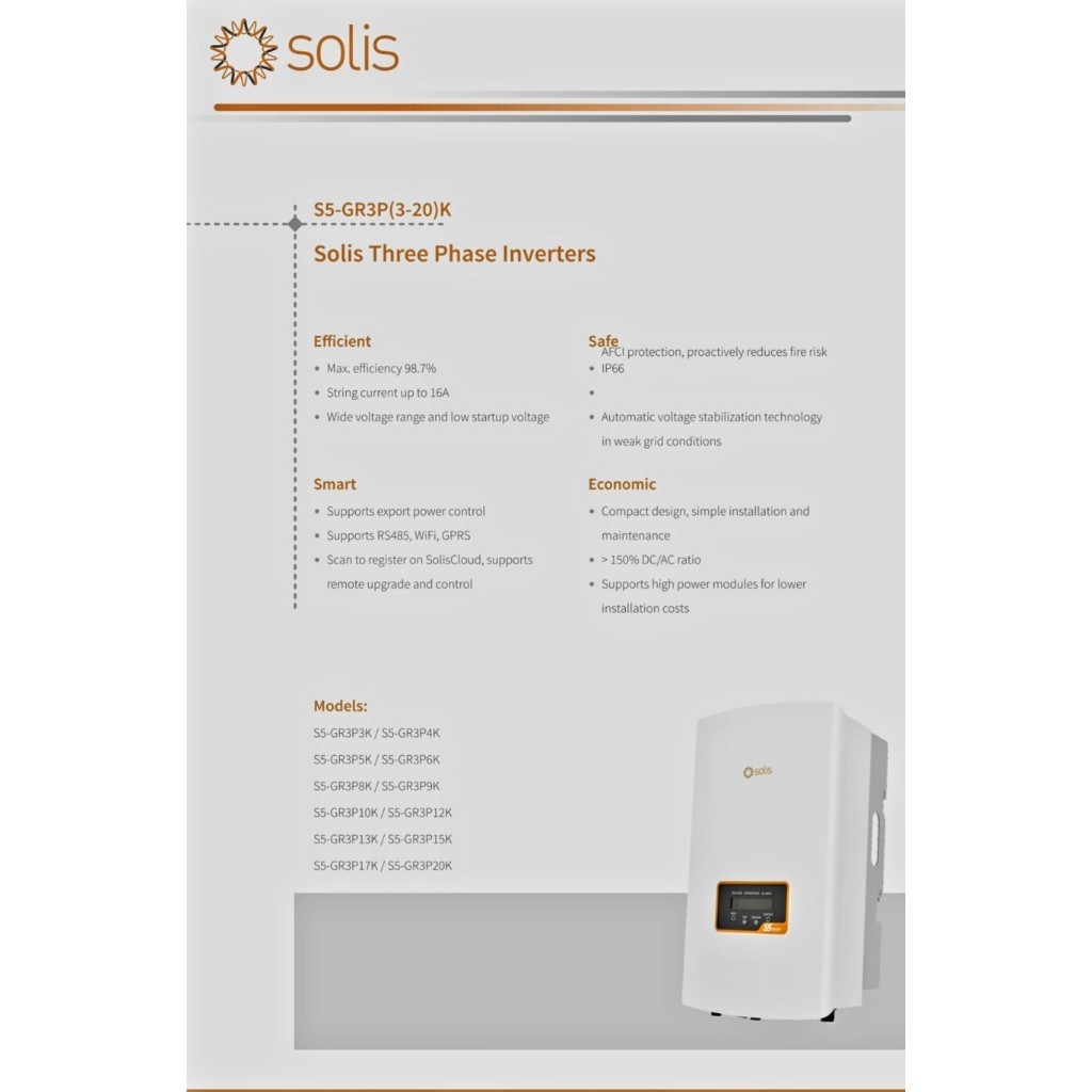 Jual Solis S5-GR3P20K Ongrid Gridtie 20 KW 3 Phase Dual MPPT Inverter ...