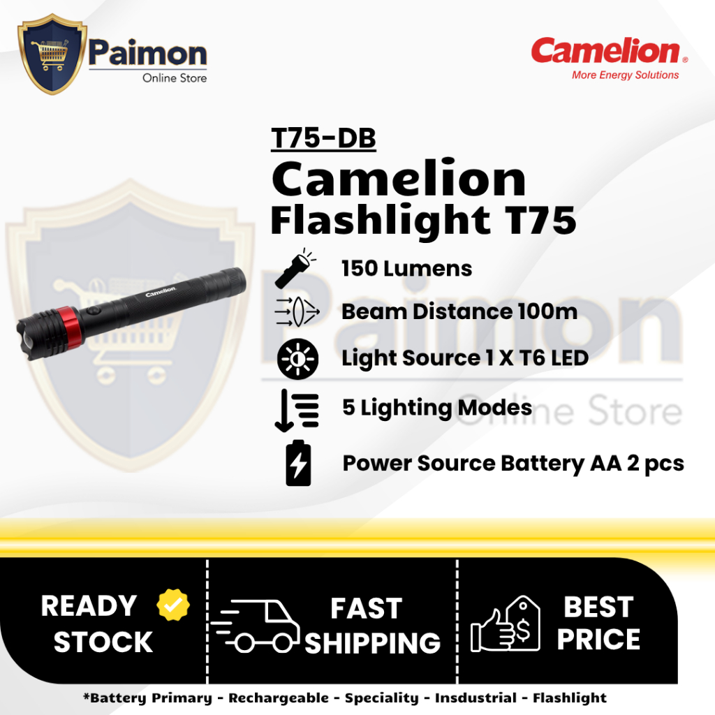 Jual Senter LED AA T75 - DB - Senter LED Camelion | Flashlight T75 ...