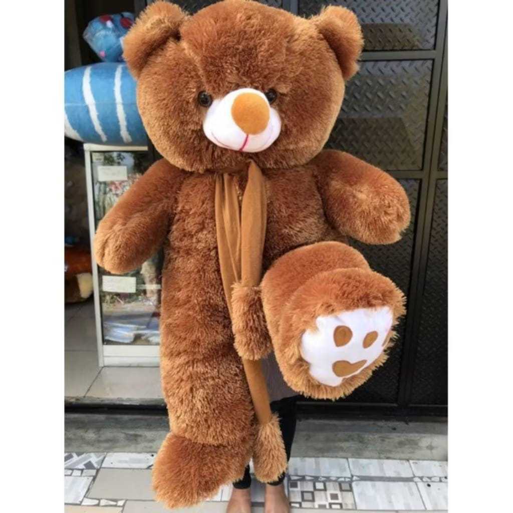 Jual Boneka beruang teddy bear syal TELAPAK flupy jumbo SNI 1meter ...