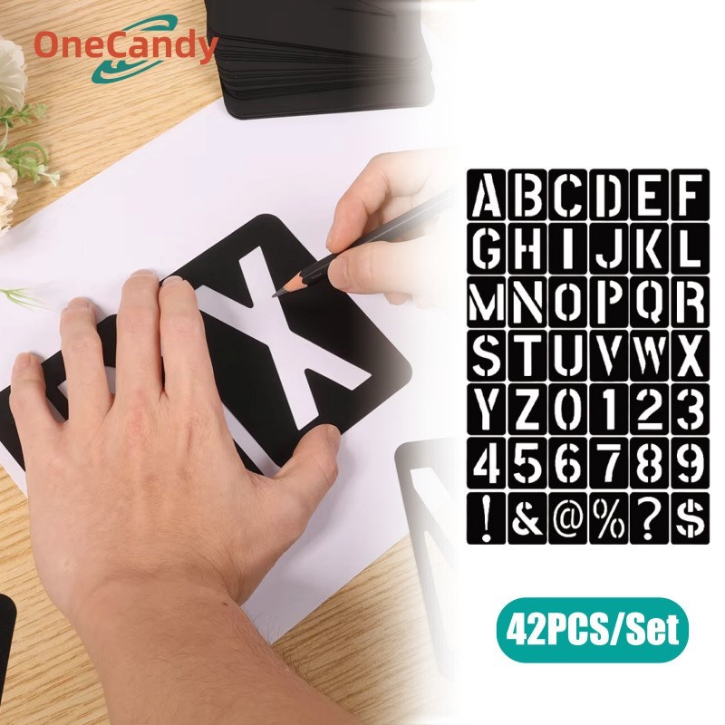 Jual 42PCS/Set Lettering Stencil Set Stensil Plastik Cetakan Huruf ...