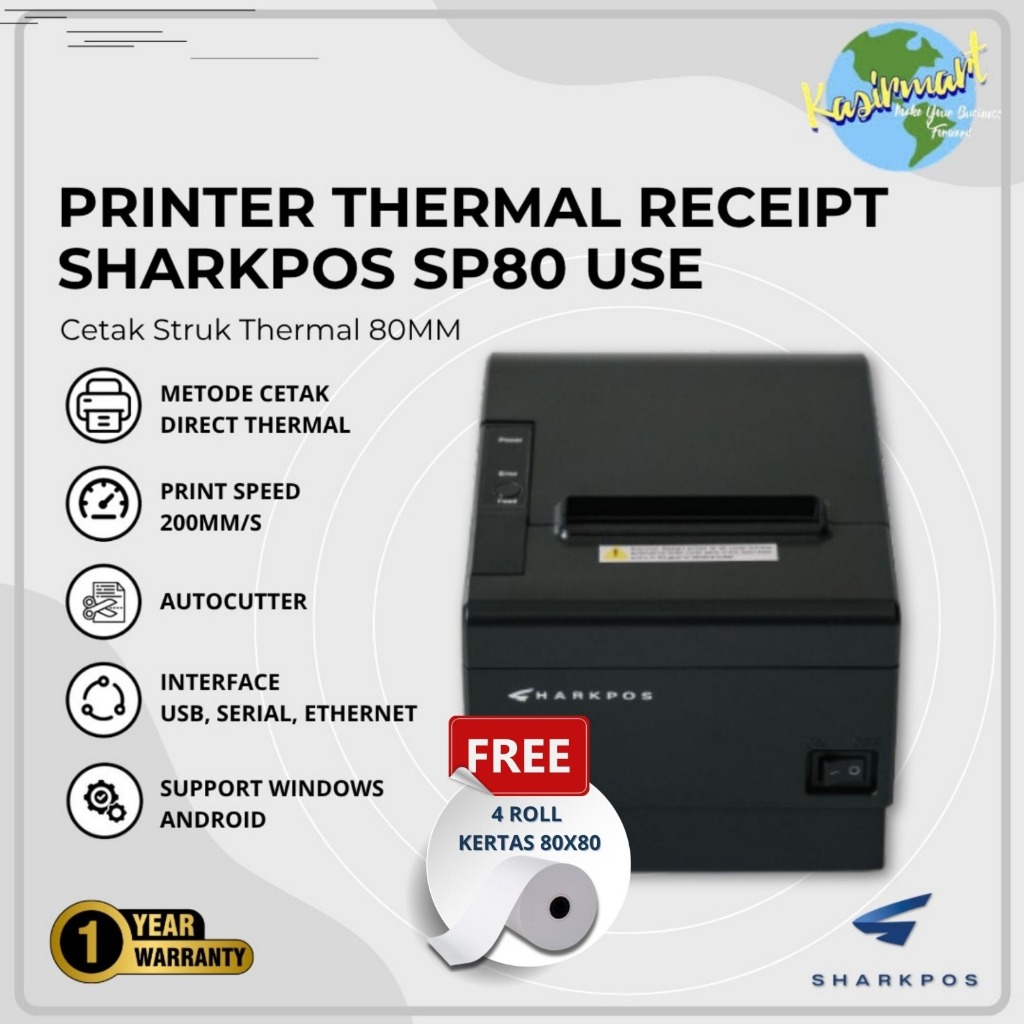 Jual Sharkpos SP80 USE Printer Thermal 80mm Auto Cutter RJ11 RPP02N USB ...