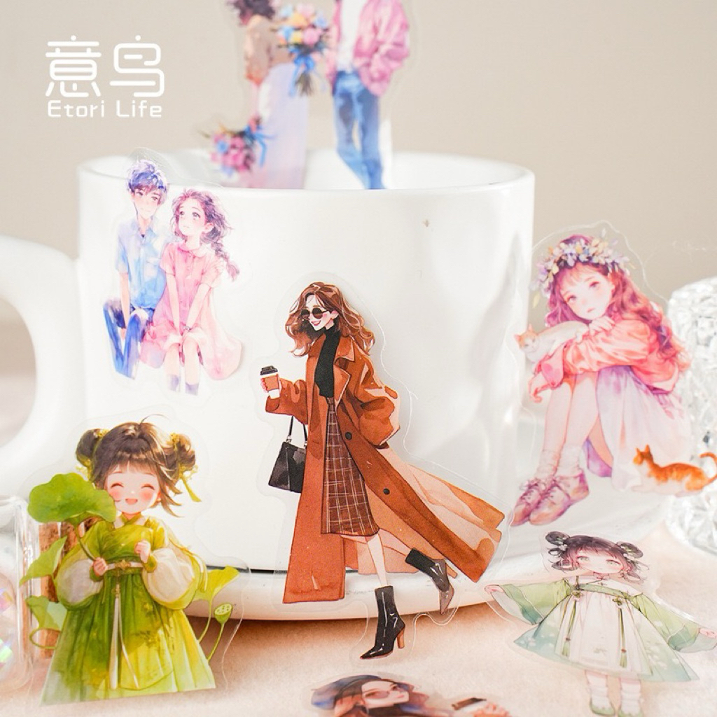 Jual (1AB) sticker transparan karakter wanita couple anak cantik ...