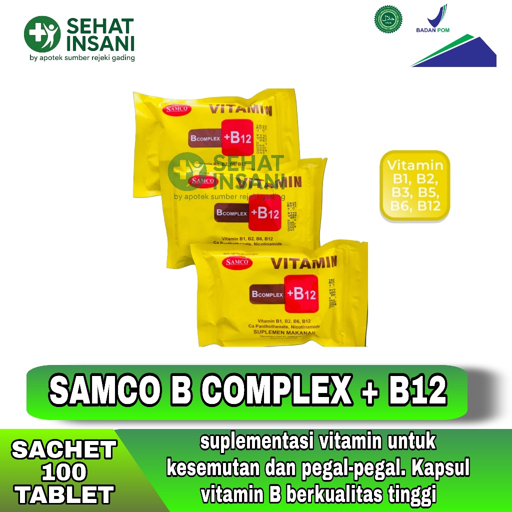 Jual Samco B Complex + B12 SACHET 100 Kapsul | Vitamin B Kompleks +B12 ...