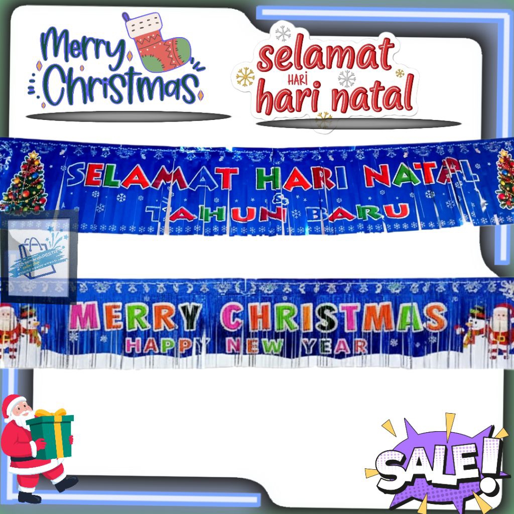 Jual (baru text indonesia)banner selamat natal dan tahun baru,banner ...