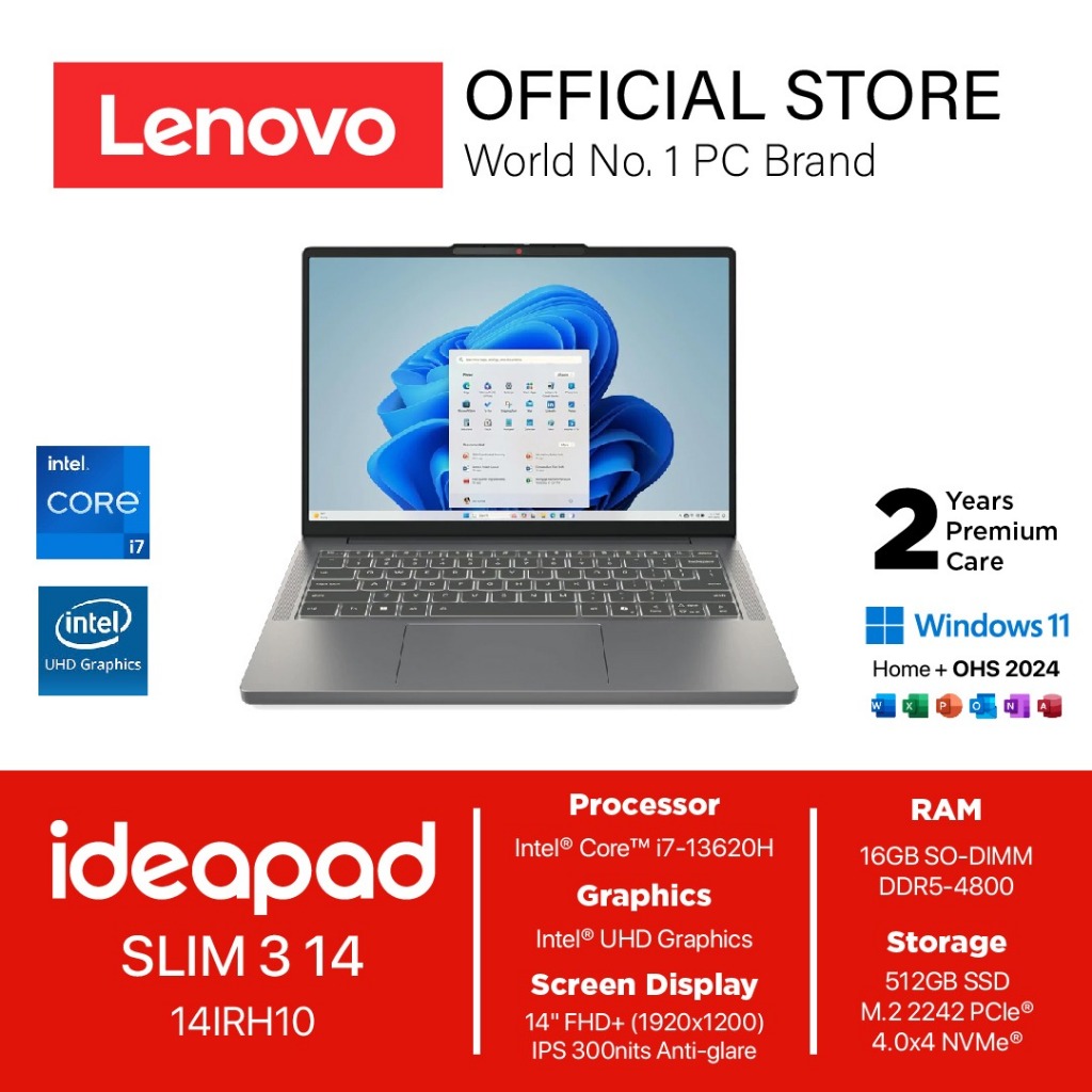 LENOVO IDEAPAD SLIM 14IRH10 I7 13620H 16GB 512GB W11+OHS IPS