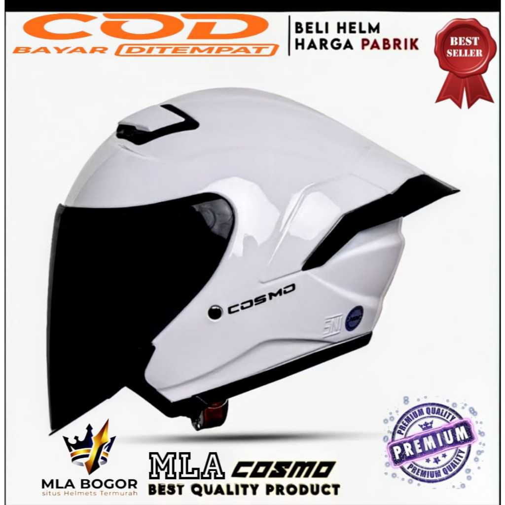 Jual Helm Half Face MLA COSMO | Grey Glosy Kaca Hitam | Helm Premium ...