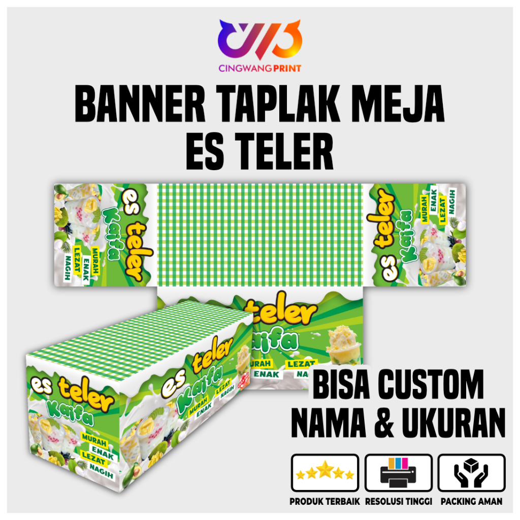 Jual Banner Taplak Meja Es Teler Bisa Custom Nama & Ukuran | Shopee ...