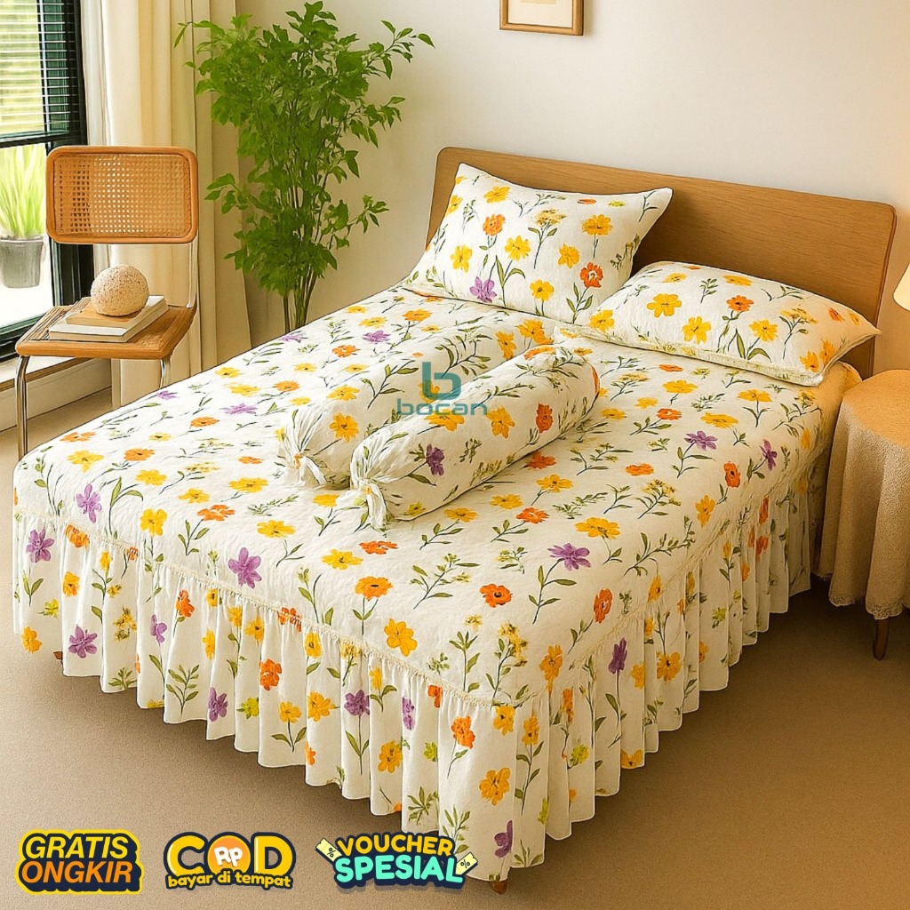 Jual Sprei Rumbai Premium Bahan Katun Halus Ukuran 180x200 160x200 Free ...