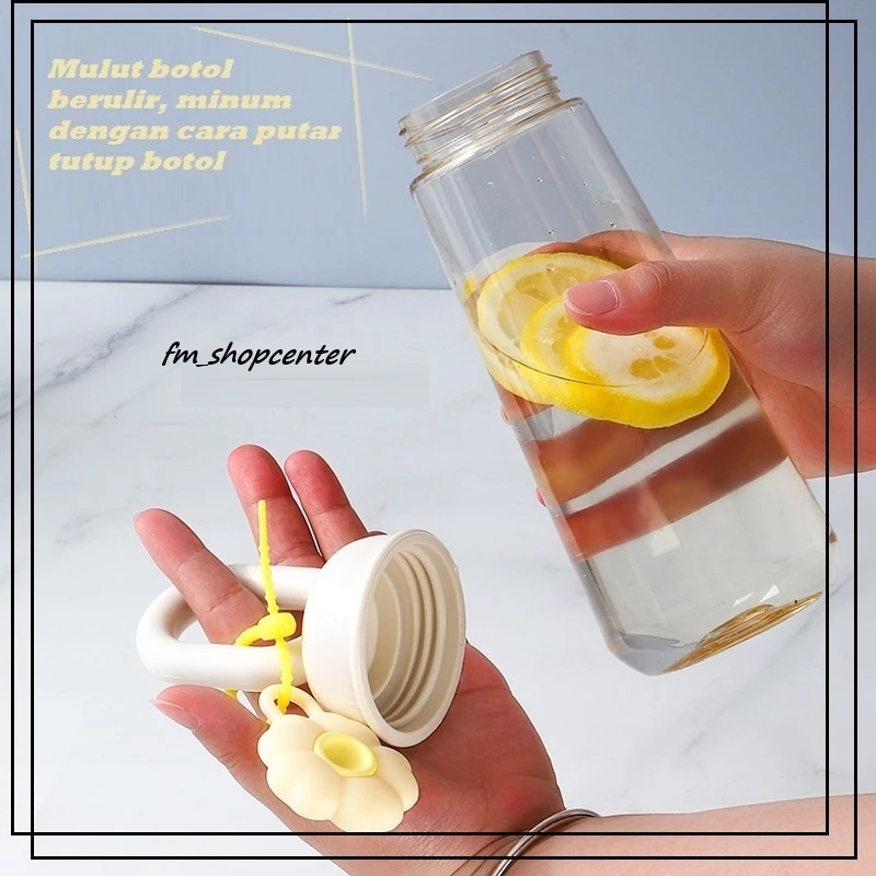 Jual Fausta Botol Air Plastik Transparan Kelopak Bunga 500ml | Shopee ...