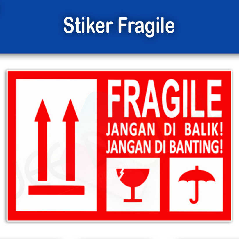 Jual Stiker Fragile Barang Pecah Belah 6x4cm Untuk Paket Pengiriman di ...