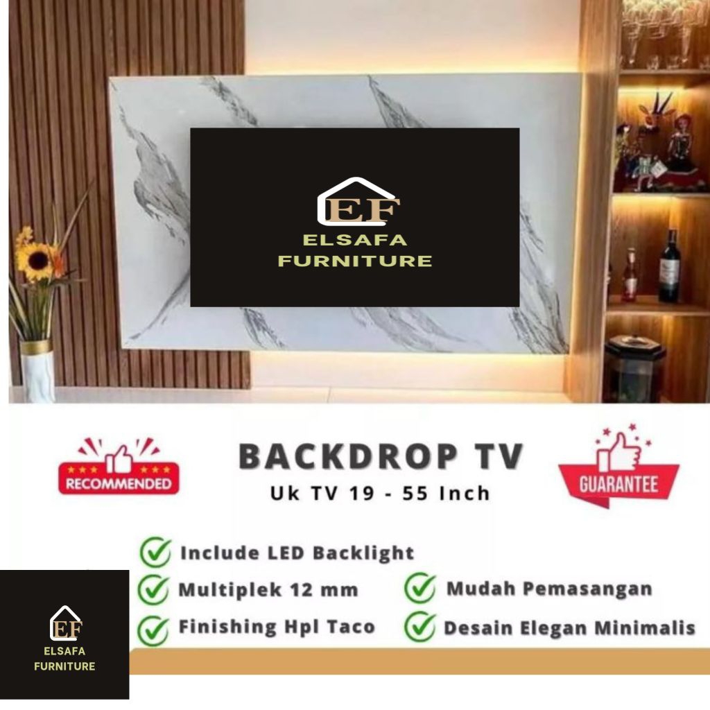 Jual Backdrop Tv Rak Tv Buvet Tv Minimalis Tempel Dinding + Lampu Led ...