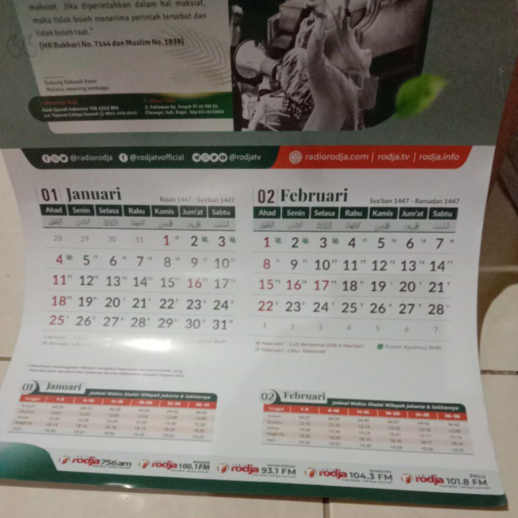 Jual KALENDER RODJA TAHUN 2026 M EDISI DINDING | Shopee Indonesia