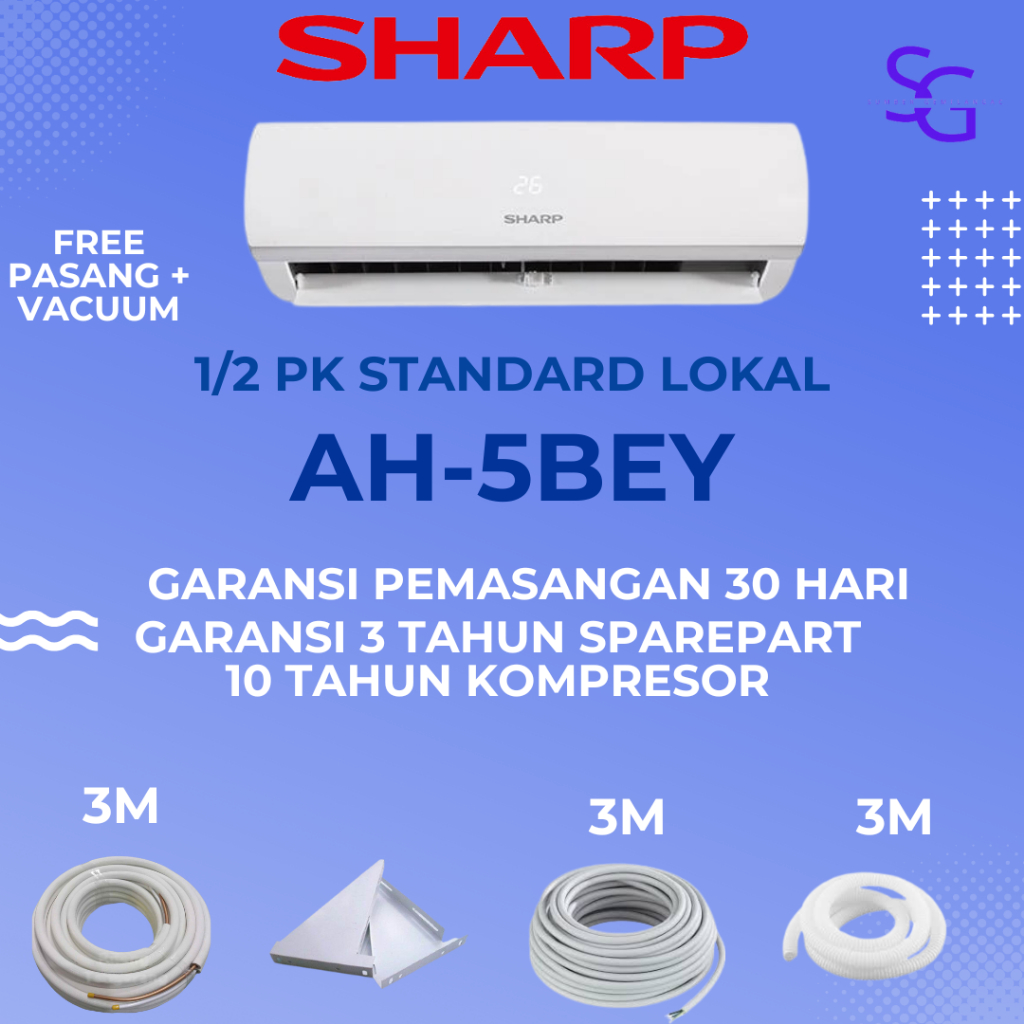 Jual AC SHARP 05BEY 1/2 PK STANDARD AH-05BEY 05BEY UNIT / UNIT + PASANG ...