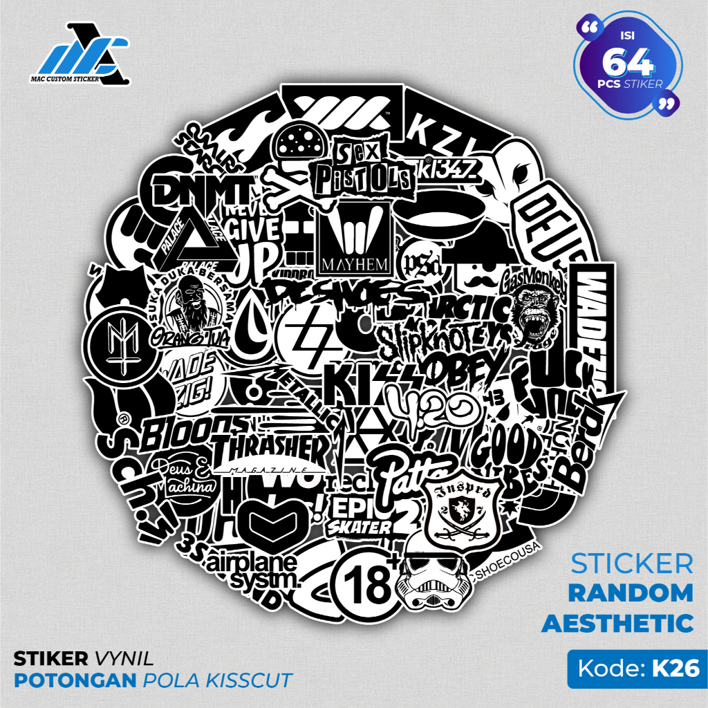 Jual 64pcs Stiker Aesthetic Black & White Series - Stiker Random Hitam ...