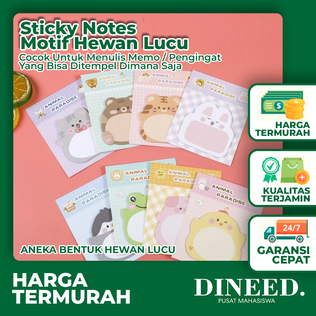 Jual COMEL Sticky Notes Motif Hewan Lucu Tempelan Kertas Mini Catatan ...