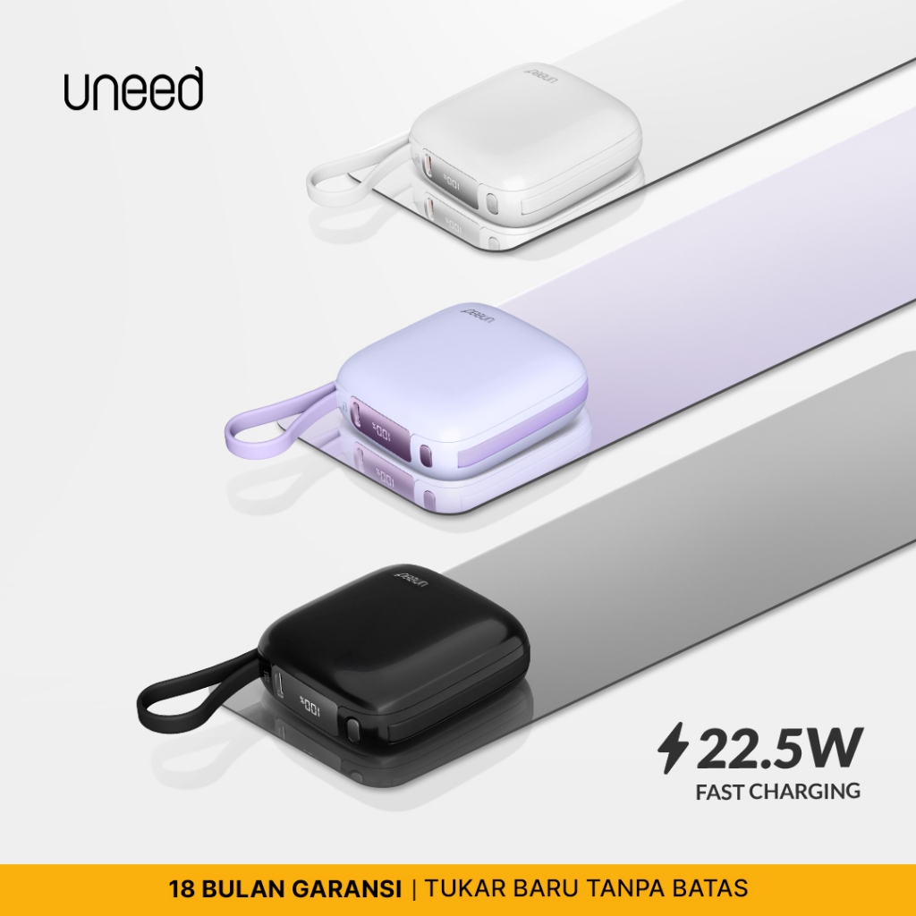 Jual UNEED Mini Powerbank CCC 10000mAh PD QC 35W with Built in Cable ...