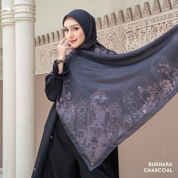 TAZBIYA Scarf Hijab Motif BUKHARA (Hijab Segiempat Square Bahan Voal Motif Islamic Syar'I Raya