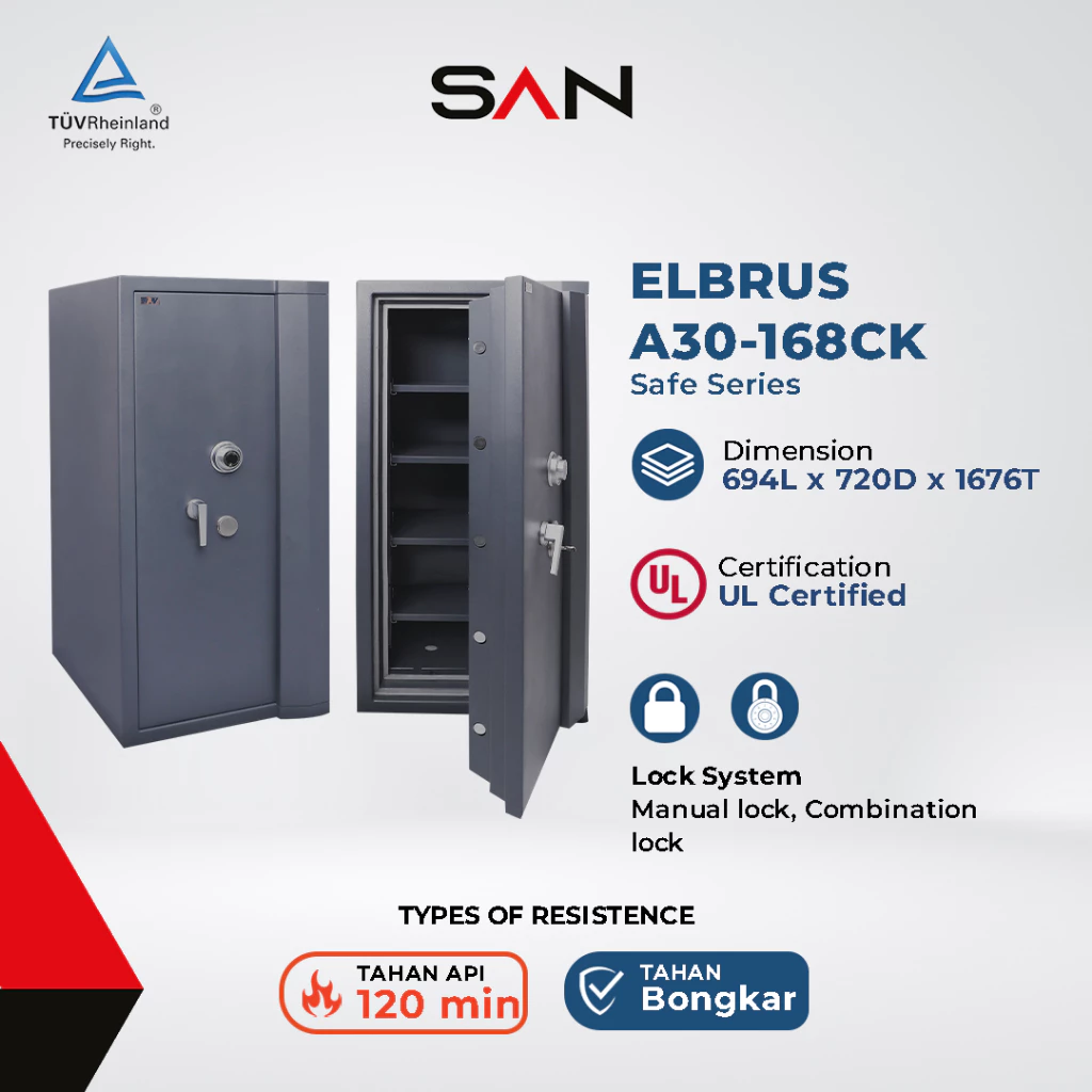 Brankas SAN ELBRUS A30-168CK ukuran besar dengan sistem combination key