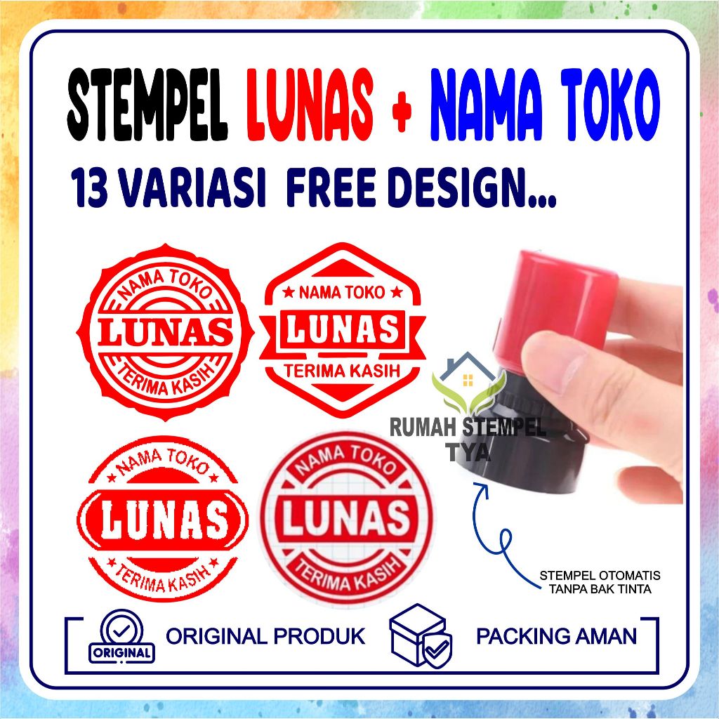 Jual [CO] Stempel LUNAS + NAMA TOKO free design / stempel flash lunas ...