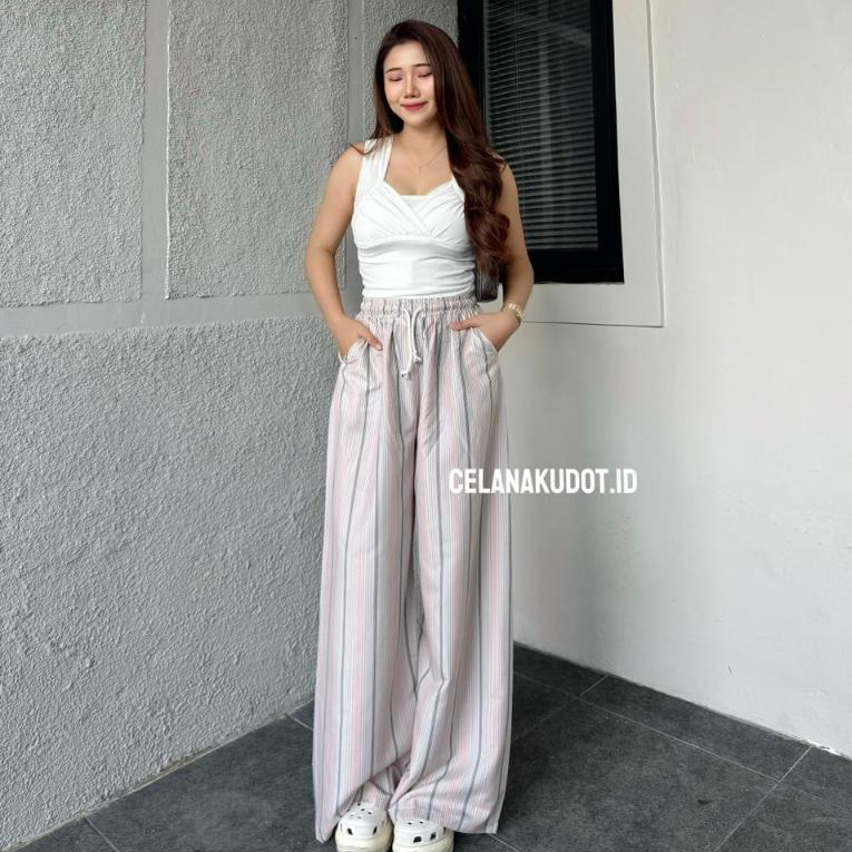 Celanakudot - Everyday Pants Strip Celana Panjang Wanita Baggy Kantor Kuliah Kul - foto 4