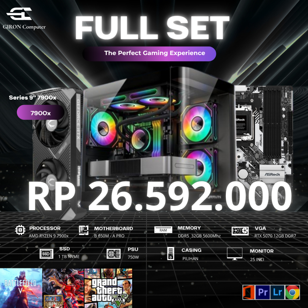 Jual PC Rakitan AMD Series 9 GEN 7” 7900X | RTX 5070 TWIN EDGE ...