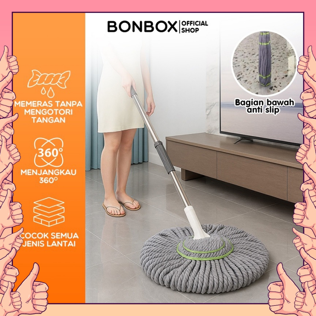 Jual BONBOX BCT3802 Alat Pel Putar Otomatis Magic Twist Mop Pel Lantai ...