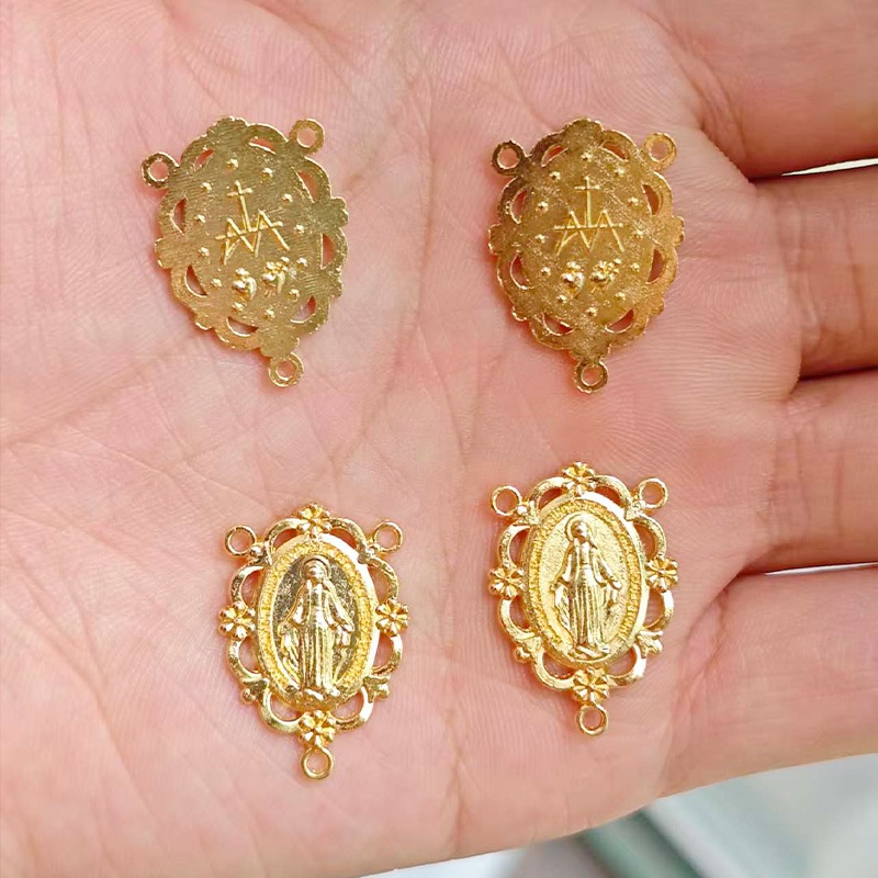 10 Buah Konektor Kalung Emas Bunda Maria Rosario